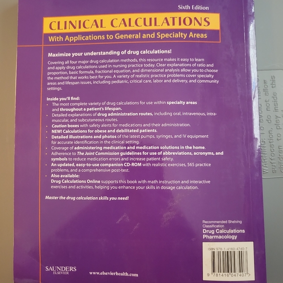 Clinical calculations book - Picture 3 of 3